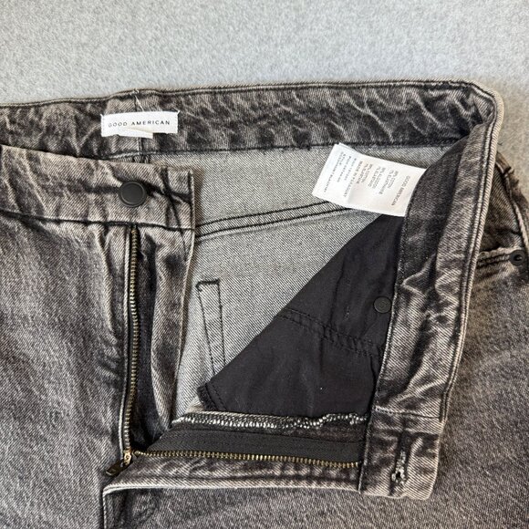 Good American Jeans Denim Straight Twist Slit Gray Black Womens Size 12 / 31 - Picture 2 of 14